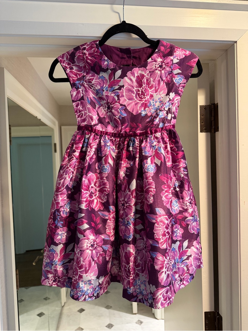 Gymboree Purple Floral Fit-and-Flare Dress with Pink Accents